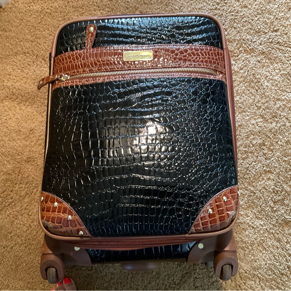 Samatha Brown Croc Embossed carry on luggage